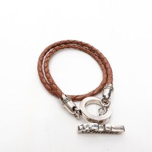 King Baby Studio Double Breaded Brown Bracelet Indian Icon Toggle Silver 925